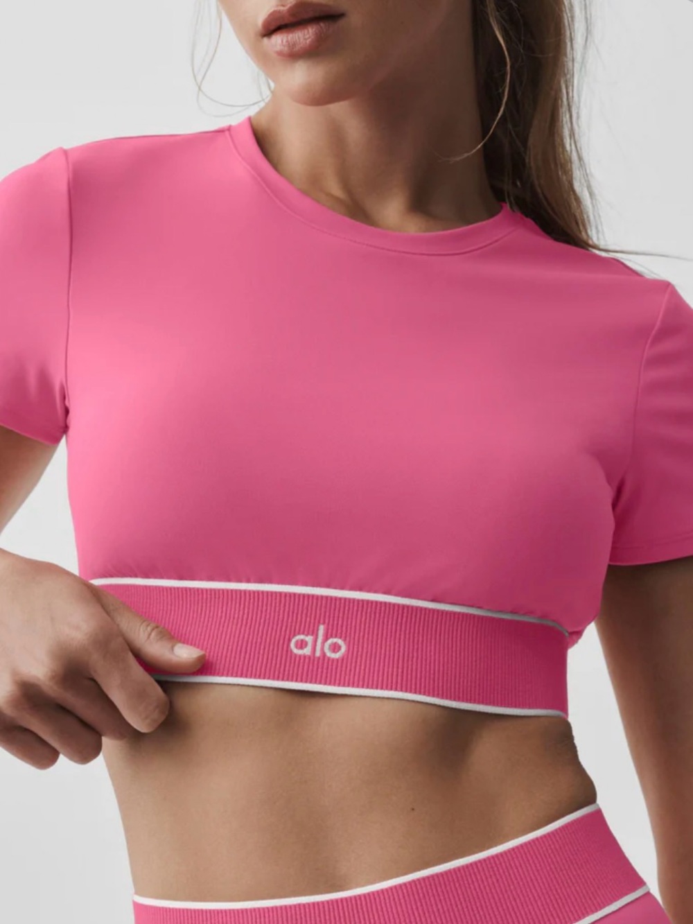 alo softsculpt amp it up short sleeve bra | size m